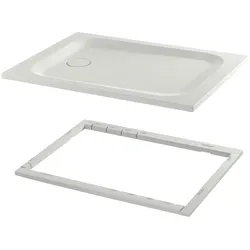 Bette quadrat Duschwanne „BetteUltra“ 1100 × 1100 mm ohne Oberflächenbeschichtung, ohne Oberflächenveredelung, mit Minimum-Wannenträger, in Edelweiß