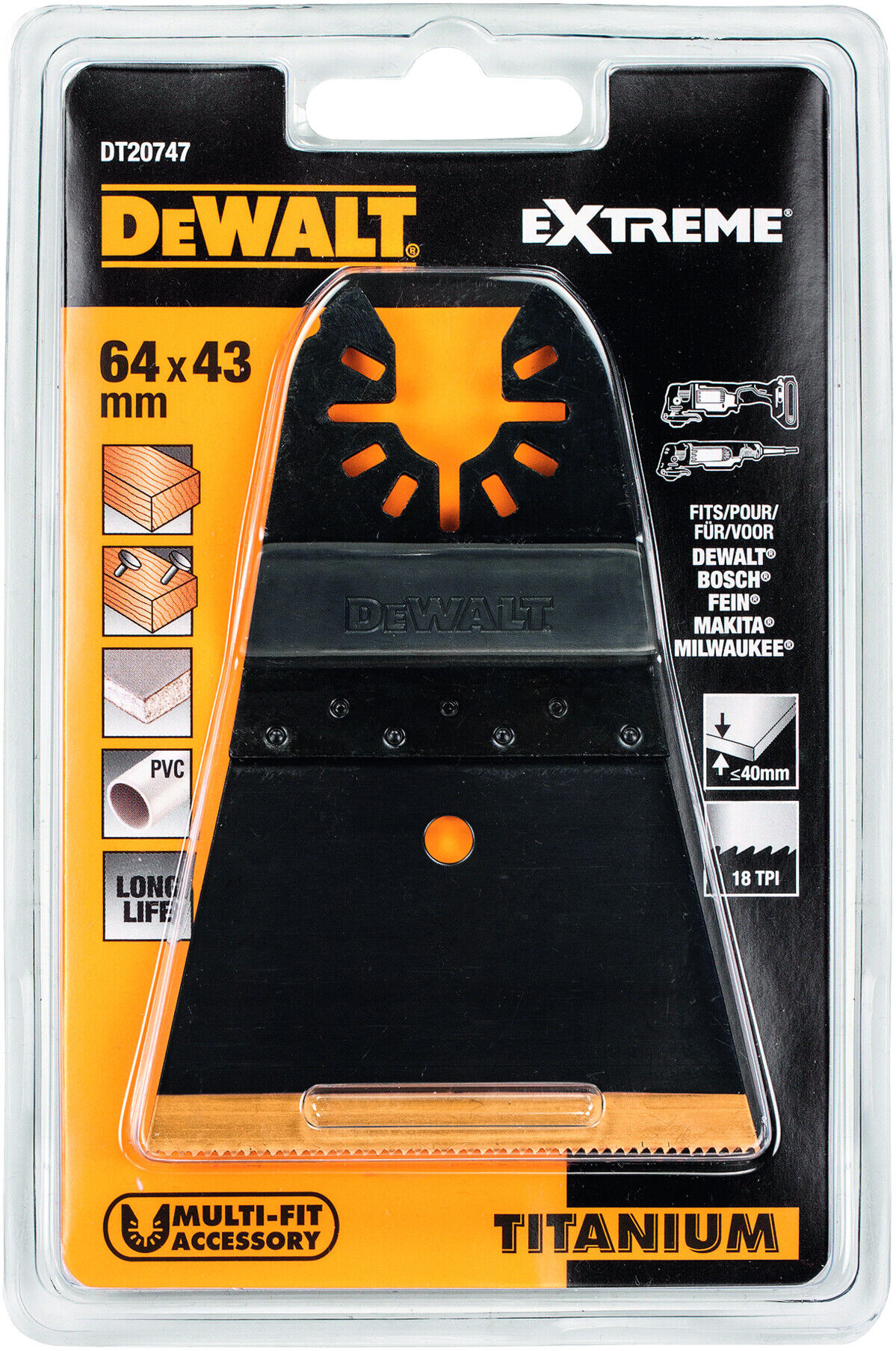 DEWALT Multi-Tool Titan Sägeblatt 64 mm DT20747-QZ)
