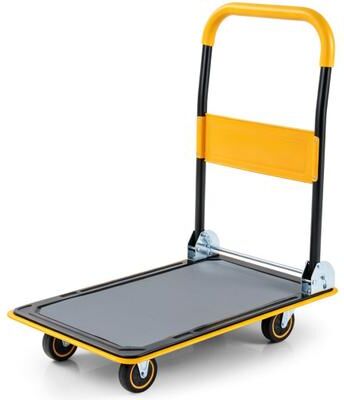 Costway Heavy Duty Foldable Push Cart Dolly with 560 lbs Weight Capacity-Yellow