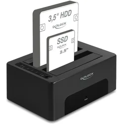 Delock USB Dual Dockingstation für 2 x SATA HDD / SSD mit Klon- und Löschfunktion, SSD + Festplatte Zubehör