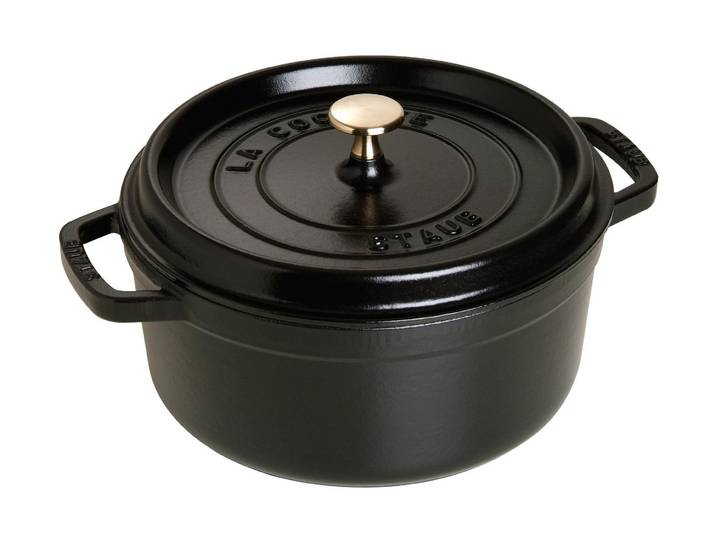 Bräter STAUB Cocotte , schwarz, H:15,3cm Ø:24cm, Töpfe, Bräter, robust, langlebig, perfekte Hitzeverteilung, Aromaregen-Deckel