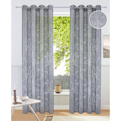 Gardine OTTO HOME "Anna, 1 Stück, halbtransparent, Äste-Motiv" Gr. 1, grau, B:140cm H:145cm, Ausbrenner, Polyester, Viskose, Gardinen, Gardine, Bestseller, Äste-Motiv, Viskose, Polyester