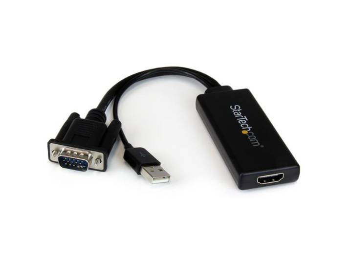 StarTech.com Adaptateur VGA vers HDMI avec audio et alimentation par USB - Convertisseur VGA vers HDMI portable - 1080p, 1920 x 1080 pixels, Noir, Mic