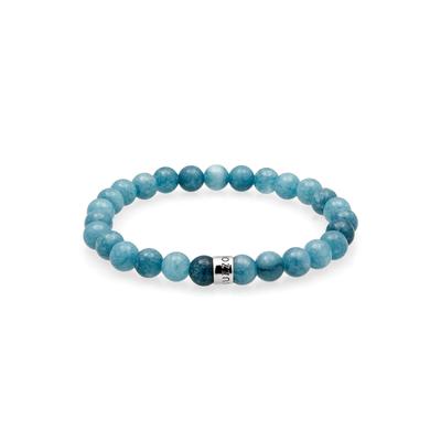 Armkette KUZZOI "Armband Perlen Achat Aquamarin 925 Sterling Silber" Gr. 21, blau, Armbänder, Herren, 21, Silber 925 (Sterlingsilber), Armkette
