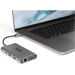 Hamlet HDKC-PD400H Portreplikator und Dockingstation für Notebooks Verkabelter USB 3.2 Gen 1 (3.1 Ge (USB-C), Dockingstation + USB Hub, Grau