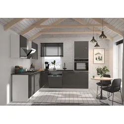 Küche Lara Grau/Weiß 210x260 cm Küchenzeile Einbauküche Eckküche Winkelküche