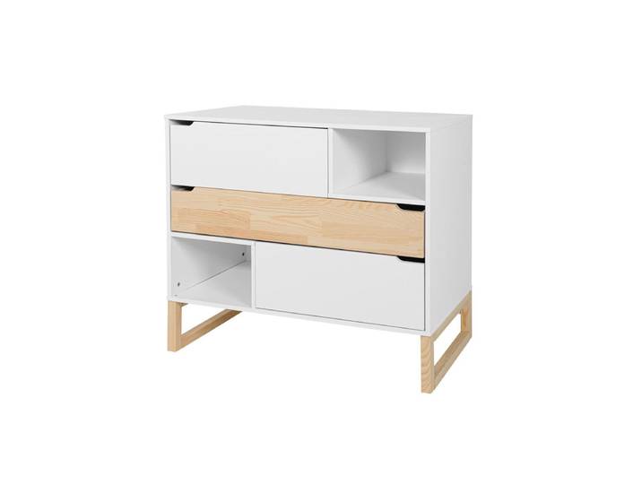 Commode 3 tiroirs Bellamy Juliette Blanc et bois