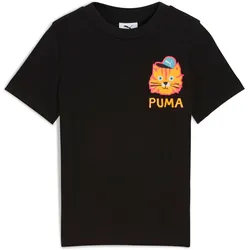 Puma, Unisex, Sportshirt, MOODY CAT Graphic Tee I PS (104), Schwarz, 104