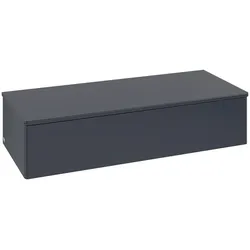 Villeroy und Boch Antao Sideboard L41000HG mit Beleuchtung, 1 Auszug, 1200 x 268 x 500 mm, Front ohne Struktur, Midnight Blue Matt Lacquer / Midnight Blue Matt Lacquer