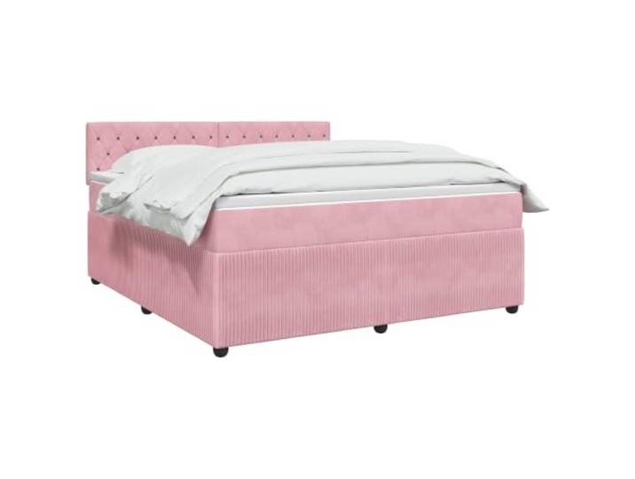 vidaXL Boxspringbett mit Matratze mit Kopfteil Rosa 180 x 200 cm Samt