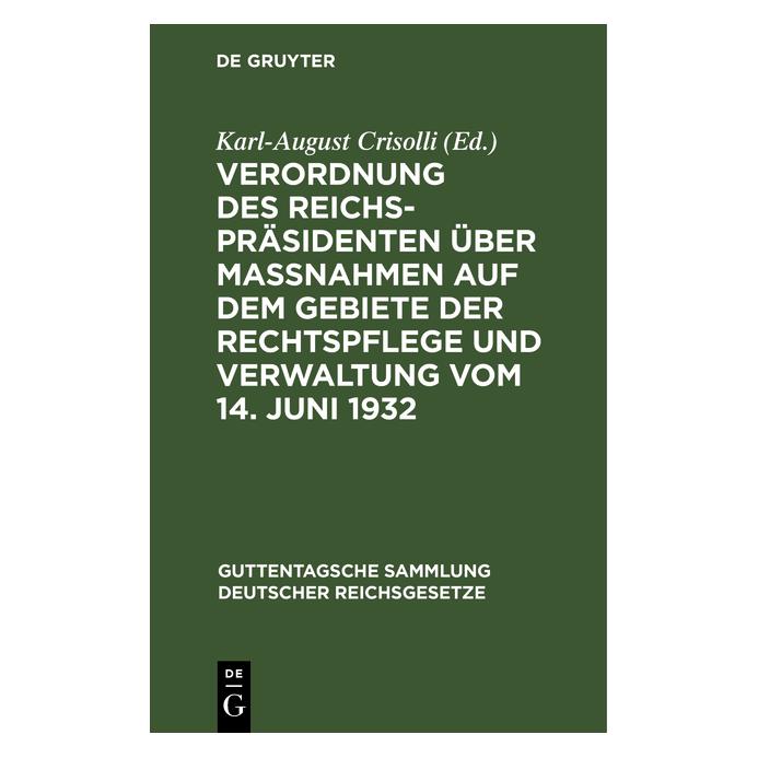 De Gruyter Verordnung des Reichspräsidenten über M (67776398)