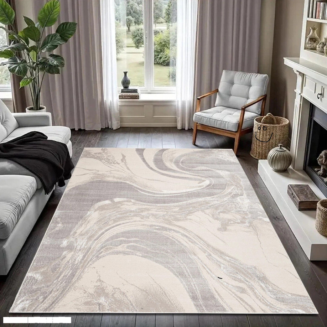 Brayden Studio Abstract Flokati Beige Rectangle 200 x 290 cm