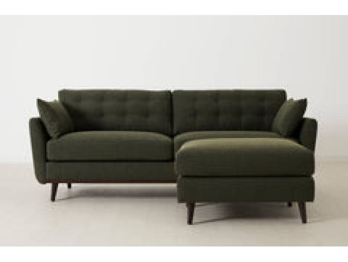 Model 10 Dreisitzer Sofa mit Hocker, Farngrün