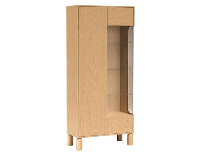 Komodee Vitrine Stehend KINSARVIK - Eiche - Hohe Beine - Glasregale - 89 x 197 x 41 cm