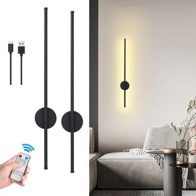 Uplift Picks LumaBar Long Rechargeable LED Wall Lamp With Remote black 2 Pcs 80 Cm