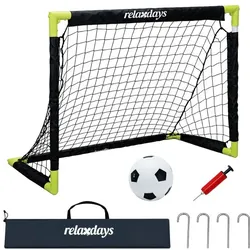 Relaxdays Fußballtor mit Ball & Tasche Weiß,Gelb,Schwarz