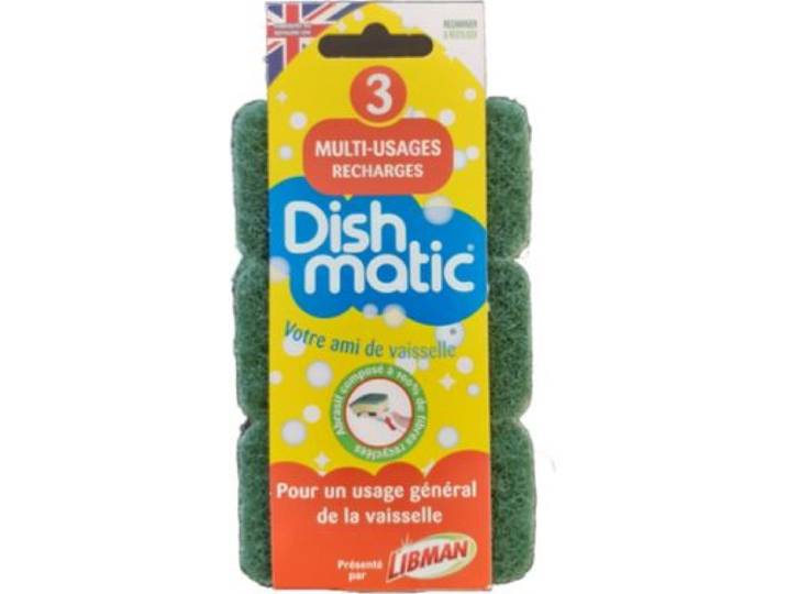 Dishmatic - Désinfectant Eponges Grattantes Vertes X3