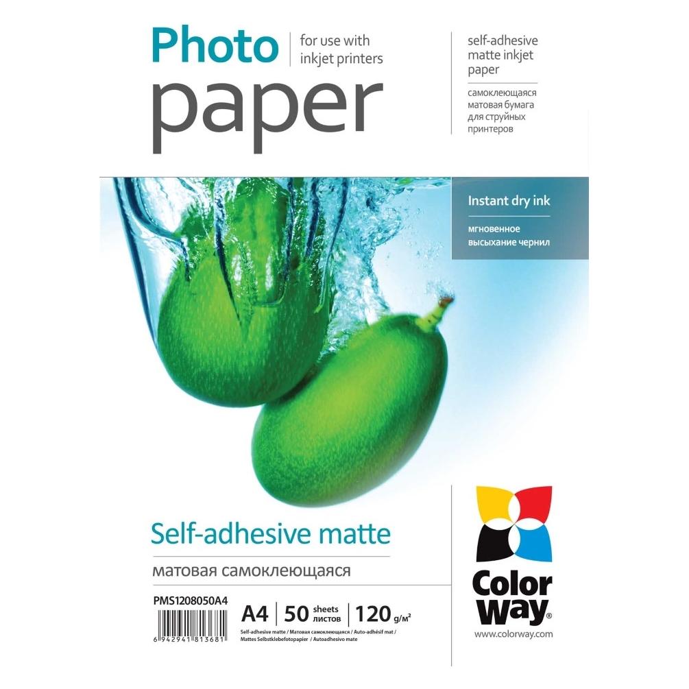 Colorway Bürobedarf 120 g/m² | A4 | Mattes, selbstklebendes Fotopapier (120 g/m², A4, 50 Stk.) (ColorWay)