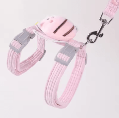 Inspire Picks Adjustable Comfortable Cat & Puppy Harness Leash Set pink s