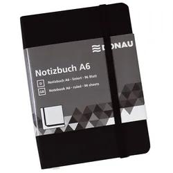 DONAU 1346101-01 Notizbuch - A6, liniert, 192 Seiten, schwarz