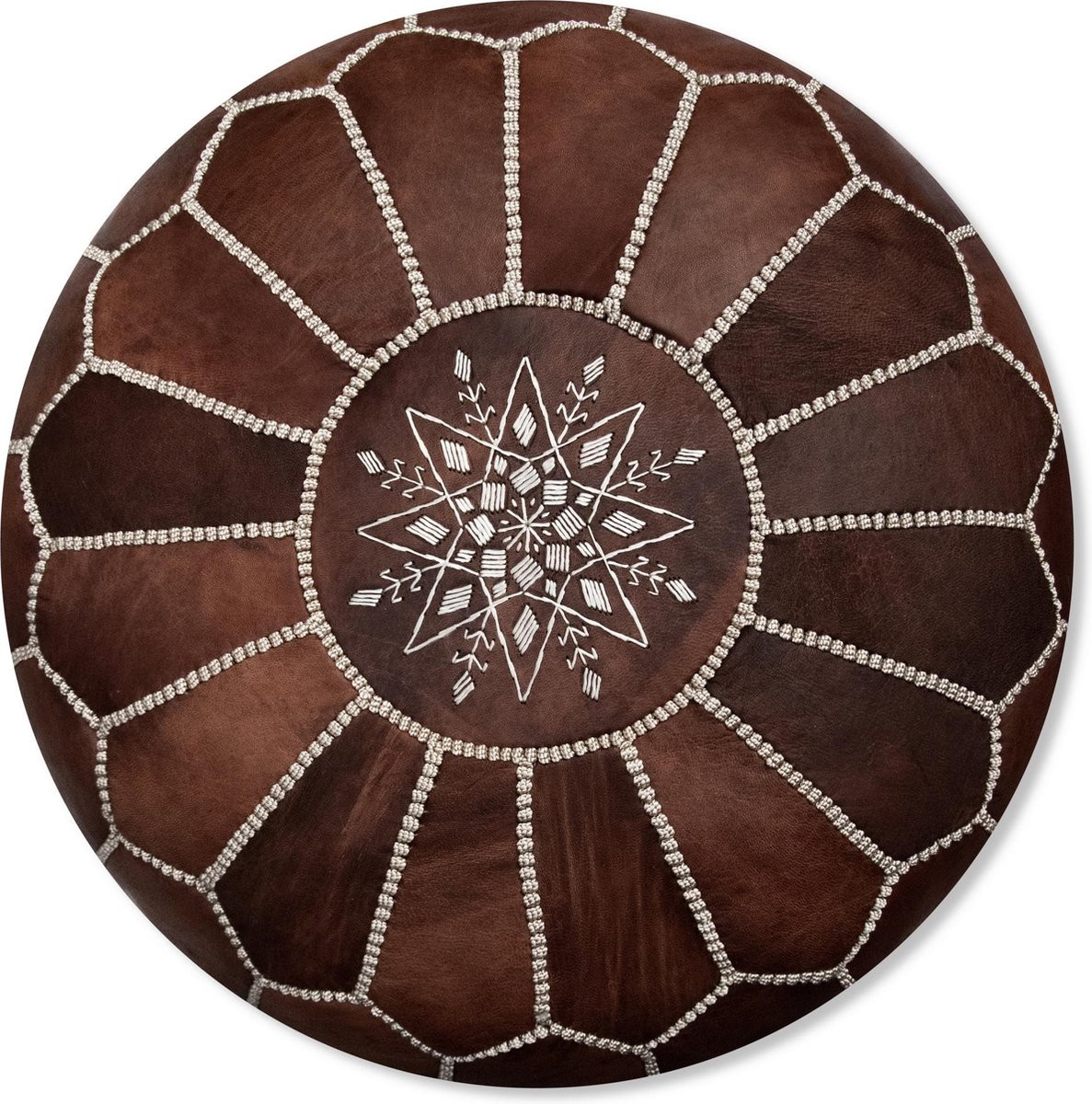 Leren poef bruin van Poufs&Pillows