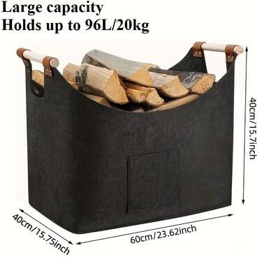 Uplift Picks Extra Large Folding Felt Firewood Storage Basket With Reinforced Handles large 1 Pc