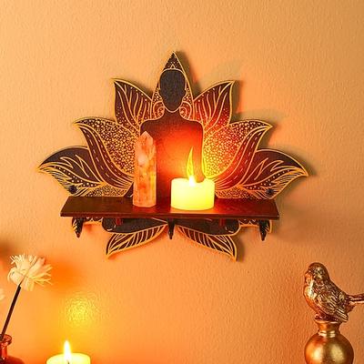 Lotusförmiges Aufbewahrungsregal für Wohnaccessoires, schwebendes Holzregal zum Selbstbauen, Ausstellungsständer für das Wohnzimmer, ideal zur Dekoration und Aufbewahrung kleiner Gegenstände