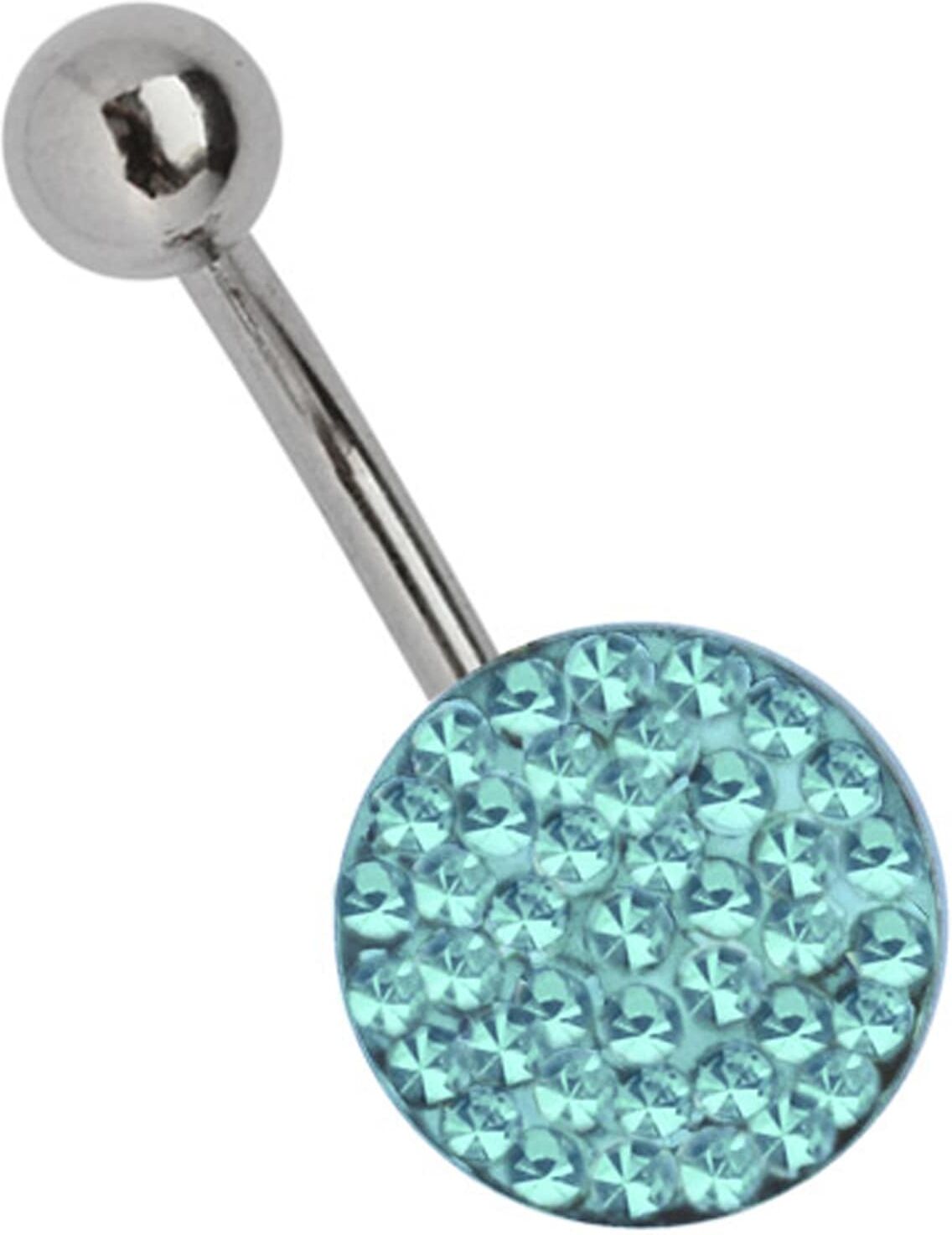 Bauchnabelpiercing ADELIA´S "Piercing Bauchnabelpiercing", blau (hellblau), Piercings, Damen, onesize, Chirurgiestahl, 11 mm Multi-Strass-Platte