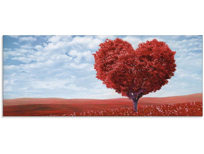 Glasbild ARTLAND Baum in Form eines Herzens , rot (farbe bild(er): rot), B:125cm H:50cm, Bilder, Glasbild, in verschiedenen Grössen