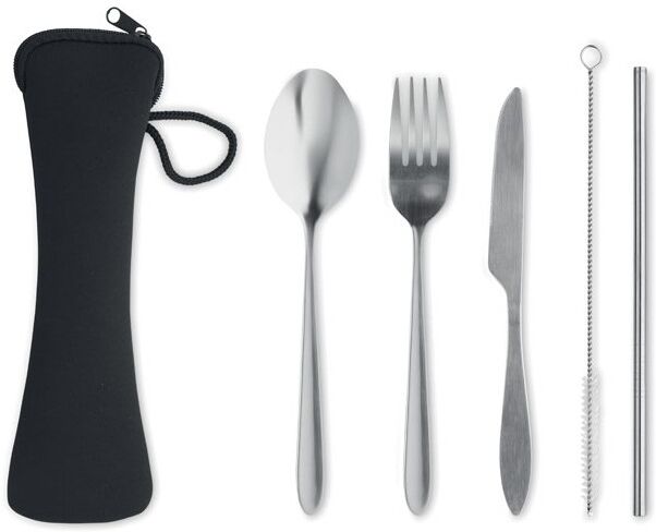 Couverts personnalisable en acier inoxydable 5 pièces noir