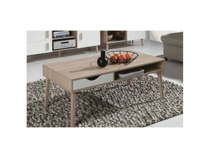 Table basse OSLO. Meuble type scandinave. Blanc