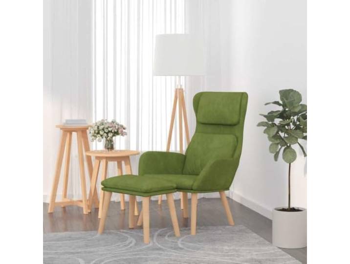 IBUQDDV Relaxsessel mit Hocker Hellgrün Samt mit Stabilem Metallrahmen Weicher Samtbezug, stabiles Metallgestell, mit passendem Hocker, für Wohnzimmer
