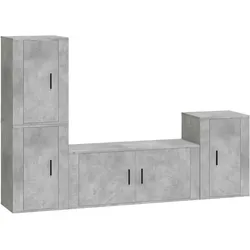 vidaXL 4-tlg. TV-Schrank-Set Betongrau Holzwerkstoff