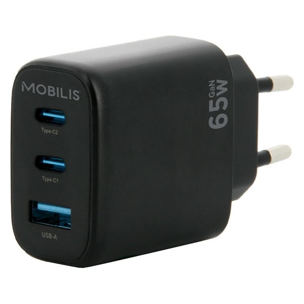 Mobilis Wall Charger 65W 2 USB C 1 USB A GaN (65 W, 3 Ports) (001364)