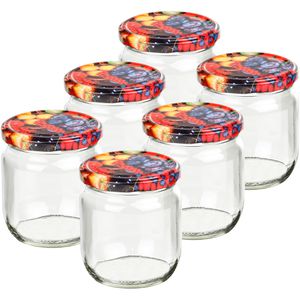Böttcher-AG Einmachglas Obstdekor, mit Schraubdeckel, 425 ml, zum Einkochen, luftdicht, Twist-Off, 6 Stück