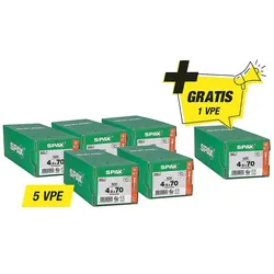 Spax Aktionsset Senkkopfschraube - bestehend aus: 5 x 94 072 44 + 1 x 94 072 44 gratis