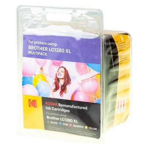 Kodak 185B128064 BROTHER LC1280XLVALBPDR MFCJ Tinte (4) cmyk HC rebuilt Seiten (185B128064)