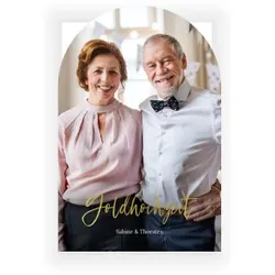 Einladungskarte Goldene Hochzeit: Torbogen mit Foto in Weiß