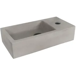 Differnz, Waschbecken, Hura fontein - 38x18x9cm - Rechthoek - 1 kraangat - Beton - grijs (180 mm, 380 mm)
