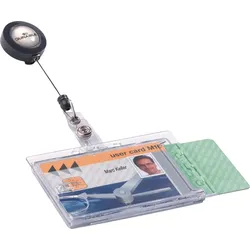 Durable Betriebsausweis-Namensschild Doppelbox mit Ausweishalter VE=6x10 Stück