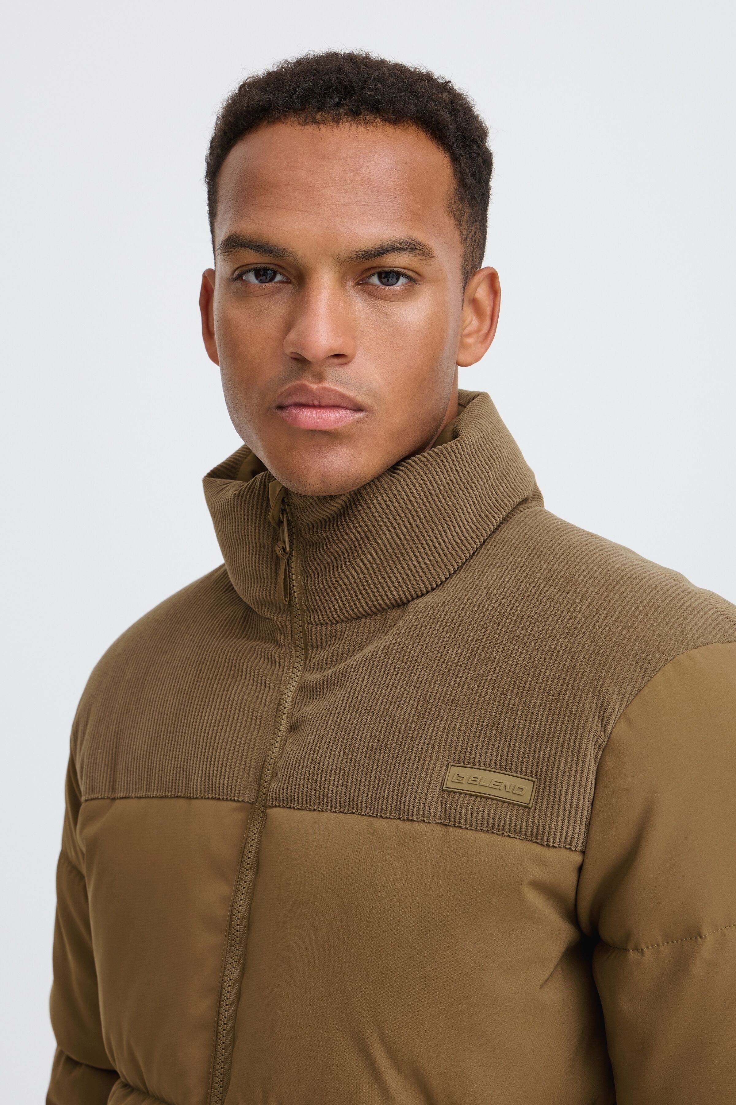Steppjacke BLEND "BHFLYNN FABRIC MIX JKT.", Herren, Gr. M, kangaroo, Web, Obermaterial: 100% Polyester, unifarben, regular fit normal, elastischer Bund, Jacken Steppjacke, Kunstfaser, regular fit kangaroo M