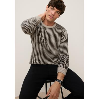 Rundhalspullover BRUNO BANANI, Herren, Gr. 3XL, beige, Strick, Obermaterial: 50% Baumwolle, 50% Polyacryl, gemustert, regular fit normal, Rundhals, Rippbündchen, Pullover Rundhalspullover, Stilvoll auffallen mit modernem Strukturmuster. Modischer...
