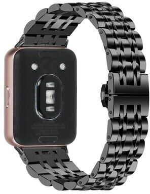 Everyday Crate Honor Watch X5 Stainless Steel Watch Band Seven Beads Butterfly Clasp Metal Replacement Strap black