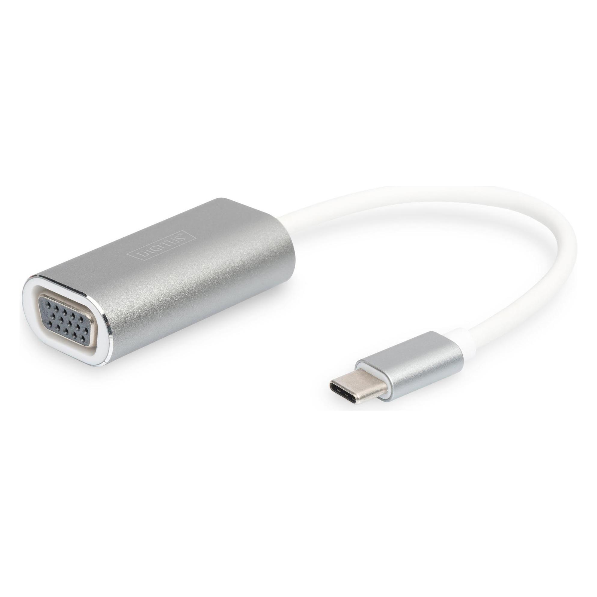 Digitus Grafik Adapter USB3.0 Typ C VGA Full HD Aluminium Gehäuse 20cm Kabel Chipset VL100+IT6513... (DA-70837)