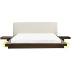BETT mit LED 180x200 cm Dunkler Holzfarbton Zen