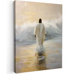 LEINWANDBILD Gemälde - Welle - Jesus - Abstrakt Wandbild Wohnzimmer 60x80 cm