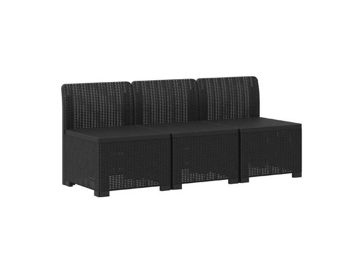 vidaXL Sofaelement 3-Sitzer Garten Sofa Rattan Look 3-Sitzer PP Anthrazit