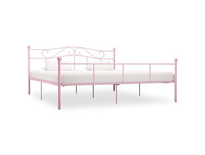 RJPLMFV Bettgestell, Metall, Rosa, 200 x 200 cm Lattenrost inklusive, stabile Konstruktion, einfach zu montieren, für Matratzen 200 x 200 cm