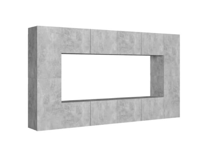 Makastle 8-TLG. TV-Schrank-Set Betongrau Holzwerkstoff