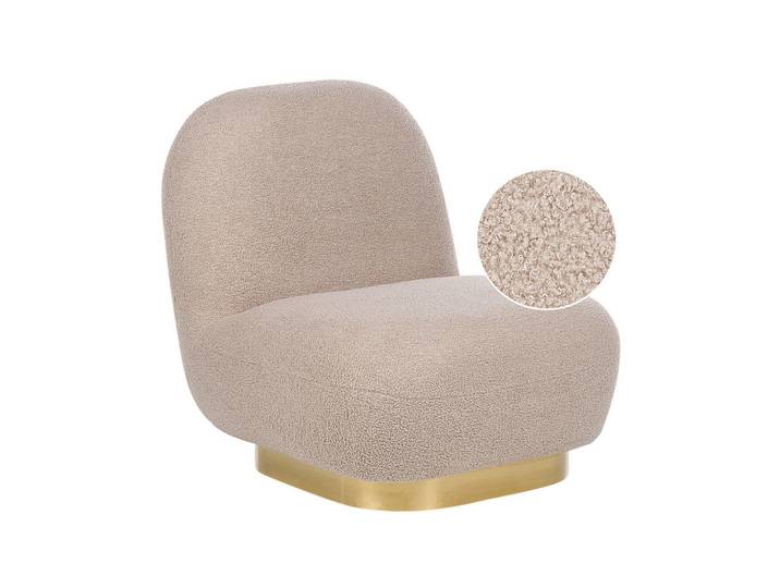 Beliani Sessel Bouclé beige/gold LovIisa, Goldfarben, Beige, 62x76x70 cm, Wohnzimmer, Sessel, Polstersessel